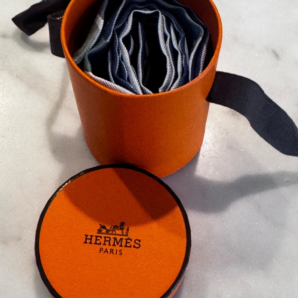 Hermès Orange Box with Blue Ribbon